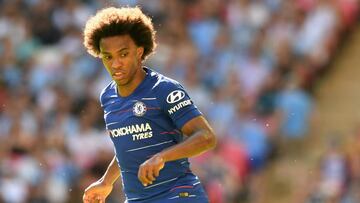 Willian, disputando la Community Shield con el Chelsea ante el Manchester City.