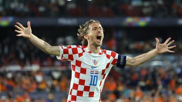 Luka Modric celebra el 2-4 ante Países Bajos, conseguido de penalti.