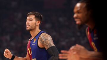 Willy Hernangómez, pívot del Barcelona, reacciona ante el Estrella Roja.