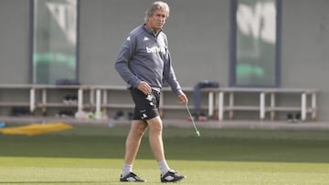 Pellegrini, en un entrenamiento. 