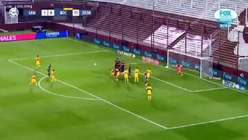 El futbolista de Boca apareció con un golpeo extraordinario cuando el equipo sufría en cancha de Lanús. Logró el empate poco antes del descanso.