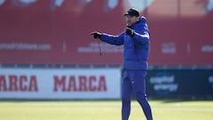 Simeone, en la sesión del Atlético esta vuelta.