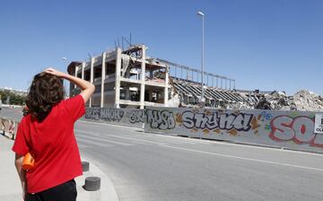 Aspecto de la demolición del Estadio Vicente Calderón a 1 de agosto de 2019.