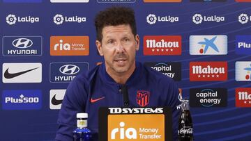 Simeone, en rueda de prensa con el Atlético