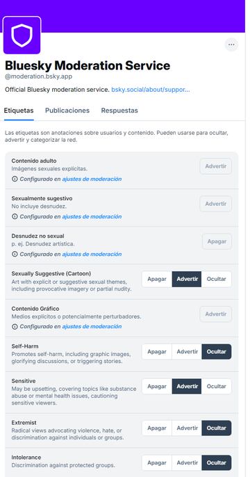bluesky servicio moderacion filtros