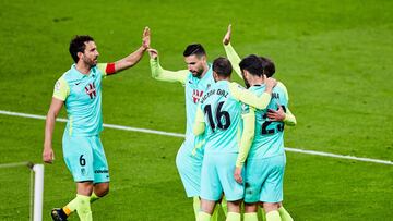 Jorge Molina of Granada CF celebrating his goal with his teammates during the Spanish league, La Liga Santander, football match played between Athletic Club and Granada CF at San Mames stadium on March 07, 2021 in Bilbao, Spain.
 AFP7 
 07/03/2021 ONLY FO