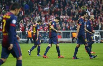 Semifinal ida. Los jugadores del Barça abatidos tras acabar el partido.