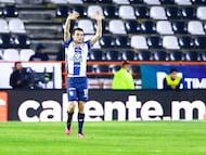 Oussama Idrissi celebrates his goal 2-0 of Pachuca during the 9th round match between Pachuca and Necaxa as part of the Liga BBVA MX Varonil, Torneo Clausura 2026 at Hidalgo Stadium, on March 03, 2026 in Pachuca, Hidalgo, Mexico.