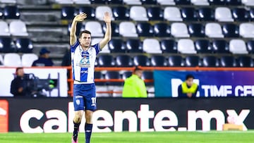 Oussama Idrissi celebrates his goal 2-0 of Pachuca during the 9th round match between Pachuca and Necaxa as part of the Liga BBVA MX Varonil, Torneo Clausura 2026 at Hidalgo Stadium, on March 03, 2026 in Pachuca, Hidalgo, Mexico.