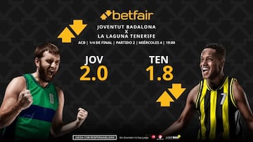 Joventut Badalona vs. La Laguna Tenerife (partido 2): horario, dónde ver, pronósticos y cuadro