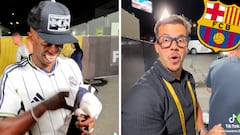 Un famoso tiktoker culé se encuentra con Vini y dejan este momentazo: el brasileño no se cortó