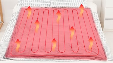 Esta manta eléctrica calienta hasta 53 grados y tiene un tacto suave de franela y sherpa