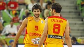 Ricky y Calder&oacute;n, con la Selecci&oacute;n en el Eurobasket 2013.