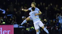 Wass celebra con Maxi G&oacute;mez el primer tanto del partido entre el Celta y el Real Madrid. 