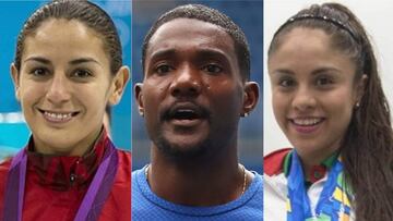 Paola Espinoza, Justin Gatlin y Paola Longoria.