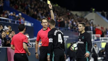 Amarilla a Sergio Ramos ante el Legan&eacute;s.