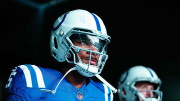 PHILADELPHIA, PENNSYLVANIA - AUGUST 24: Anthony Richardson #5 and Sam Ehlinger #4 of the Indianapolis Colts walk onto the field prior to the start of preseason game against the Philadelphia Eagles at Lincoln Financial Field on August 24, 2023 in Philadelphia, Pennsylvania. The Colts defeated the Eagles 27-13.   Mitchell Leff/Getty Images/AFP (Photo by Mitchell Leff / GETTY IMAGES NORTH AMERICA / Getty Images via AFP)