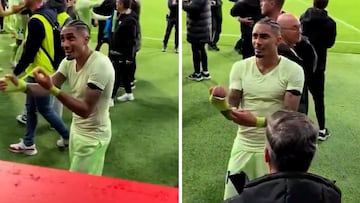 Lo sucedido a Raphinha con un aficionado de la grada del Metropolitano que es surrealista