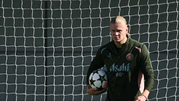 Haaland, en un entrenamiento del Manchester City.