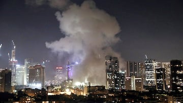 Smoke billows following missile attack from Iran on Israel, at Tel Aviv, Israel June 13, 2025 REUTERS/Gideon Markowicz ISRAEL OUT. NO COMMERCIAL OR EDITORIAL SALES IN ISRAEL TPX IMAGES OF THE DAY