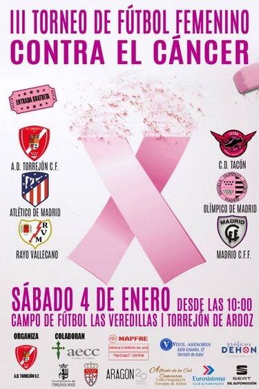 Seis equipos de f¨²tbol femenino disputan el III Torneo de F¨²tbol Femenino contra el C¨¢ncer en Torrej¨®n