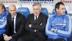 Ancelotti, con Zidane y Paul Clement en Getafe.