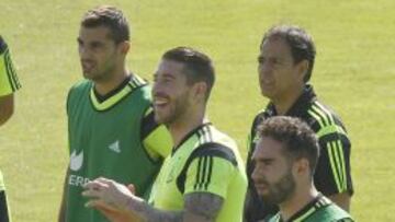 Sergio Ramos, durante el entrenamiento de la Selección.