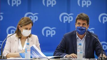 La portavoz del PP en el Ayuntamiento de València, Maria José Catalá, y el presidente del Partido Popular de la Comunitat Valenciana, Carlos Mazón.
