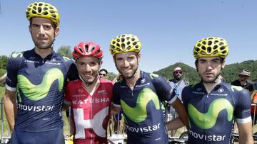 Imanol Erviti, Joaquim &quot;Purito&quot; Rodr&iacute;guez, Alejandro Valverde y Ion Izagirre, cuatro de los cinco ciclistas que representar&aacute;n a Espa&ntilde;a en los Juegos de R&iacute;o, posan para AS antes de tomar la salida en el Tour de Francia.