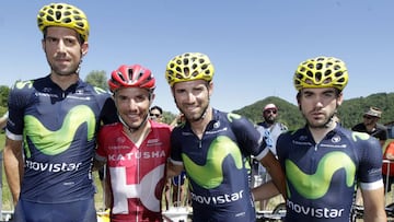 Imanol Erviti, Joaquim "Purito" Rodríguez, Alejandro Valverde y Ion Izagirre, cuatro de los cinco ciclistas que representarán a España en los Juegos de Río, posan para AS antes de tomar la salida en el Tour de Francia.