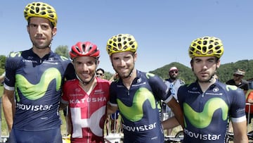 Imanol Erviti, Joaquim &quot;Purito&quot; Rodr&iacute;guez, Alejandro Valverde y Ion Izagirre, cuatro de los cinco ciclistas que representar&aacute;n a Espa&ntilde;a en los Juegos de R&iacute;o, posan para AS antes de tomar la salida en el Tour de Francia.