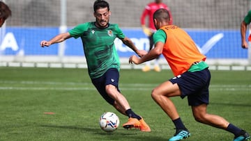 Silva, en un entrenamiento con la Real Sociedad.