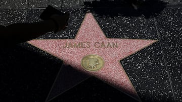 A woman uses her mobile phone  to make images of late actor James Caan's star on the Hollywood Walk of Fame, Los Angeles, California, U.S., July 7, 2022 REUTERS/Mario Anzuoni