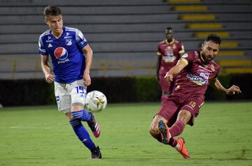 Tolima y Millonarios empataron en el primer encuentro de la final de la Liga BetPlay. Juan Fernando Caicedo marcó en la primera parte del partido, los de Gamero empataron con un tanto Juan Carlos Pereira en la adición.