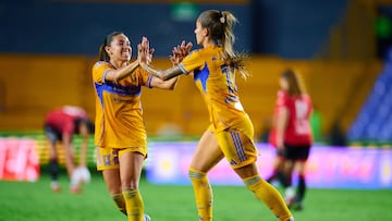 during the 6th round match between Tigres UANL and Tijuana as part of the Liga BBVA MX Femenil, Torneo Apertura 2025 at Universitario Stadium, on August 12, 2025 in Monterrey, Nuevo Leon, Mexico.