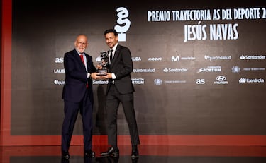 Entrega el premio: Javier Tebas. Presidente de LALIGA. Recoge el premio: Jesús Navas.
