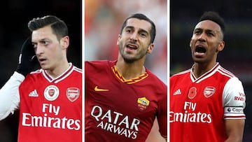 Mesut Özil (Arsenal), Henrikh Mkhitaryan (Roma) y Pierre-Emerick Aubameyang (Arsenal).