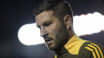 Andre-Pierre Gignac of Tigres during the 17th round match between Cruz Azul and Tigres UANL as part of the Liga BBVA MX, Torneo Apertura 2024 at Ciudad de los Deportes Stadium on November 09, 2024 in Mexico City, Mexico.