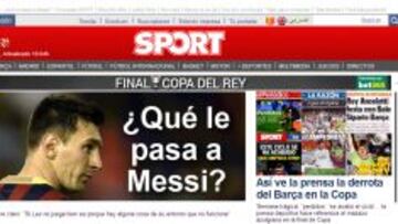 La portada de la edición digital de Sport.