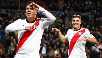 Quintero celebra un gol con River en el Bernab&eacute;u en la final de la Libertadores