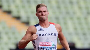 El atleta francés Kevin Mayer compite durante la prueba de los 100 metros lisos en el decatlón de los Europeos de Atletismo de Múnich.