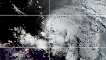 FILE PHOTO: FILE PHOTO: A satellite image shows Hurricane Elsa over the Lesser Antilles and approaching the Caribbean Sea July 2, 2021.  NOAA/Handout via REUTERS  THIS IMAGE HAS BEEN SUPPLIED BY A THIRD PARTY./File Photo