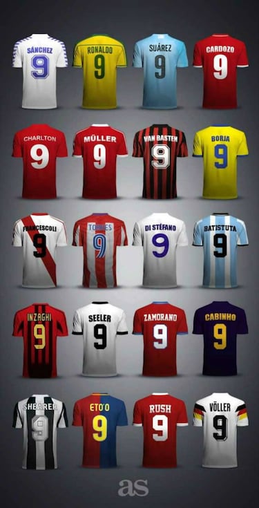 Legendarios futbolistas con el dorsal 9