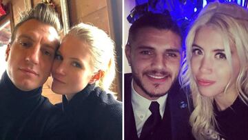 Im&aacute;genes de Maxi L&oacute;pez con Daniela Christiansson y de Mauro Icardi con Wanda Nara.