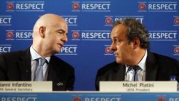 Gianni Infantino y Michel Platini, dos de los candidatos a la presidencia de la FIFA.