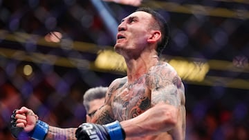 Max Holloway tras noquear a Justin Gaethje en el UFC 300.