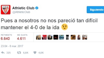 El Athletic se mofa del PSG tras la remontada del Camp Nou