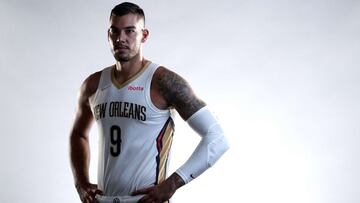 NEW ORLEANS, LOUISIANA - SEPTEMBER 27: Willy Hernangomez #9 of the New Orleans Pelicans poses for photos during Media Day at Smoothie King Center on September 27, 2021 in New Orleans, Louisiana. NOTE TO USER: User expressly acknowledges and agrees that, by downloading and or using this photograph, User is consenting to the terms and conditions of the Getty Images License Agreement.   Sean Gardner/Getty Images/AFP
 == FOR NEWSPAPERS, INTERNET, TELCOS &amp; TELEVISION USE ONLY ==