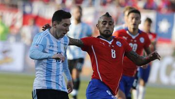 04/07/15 PARTIDO  Final de la Copa America 
 Argentina vs Chile
 MESSI Y VIDAL
 FOTO:GUSTAVO.ORTIZ.NOFIRMAR