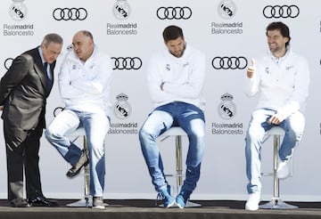 Florentino Pérez, Pablo Laso., Felipe Reyes y sergio llull.